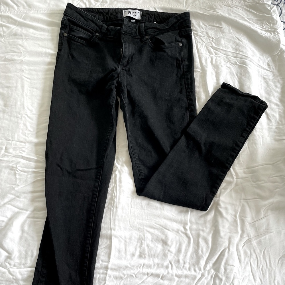 Paige Skinny Black Mid-Rise Jeans